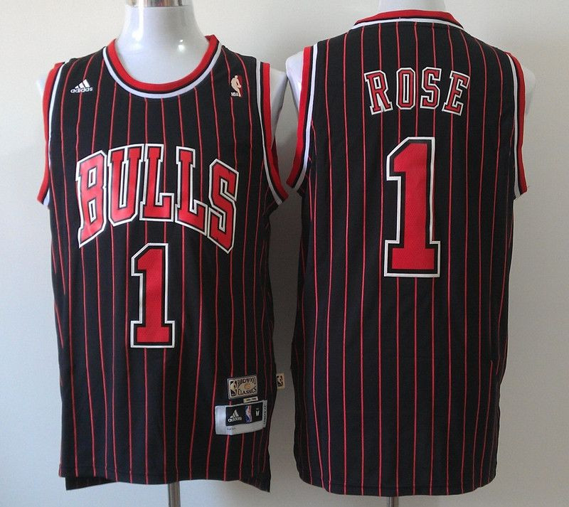 Chicago Bulls Derrick Rose #1 NBA Throwback Black Jersey