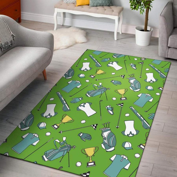 Golf Green Print Pattern Area Rug