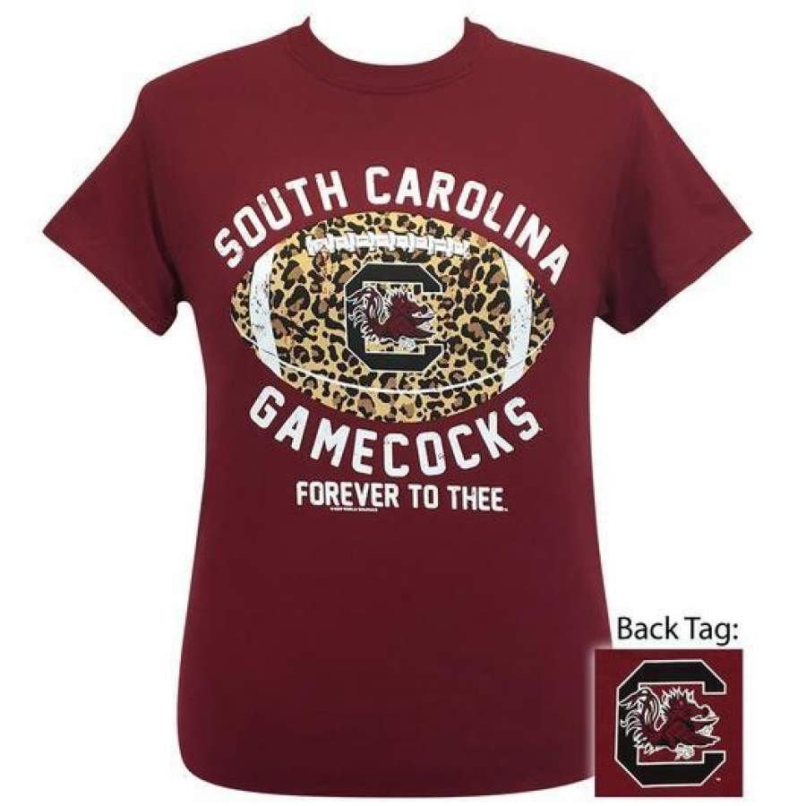 South Carolina Gamecocks Leopard Football T-Shirt