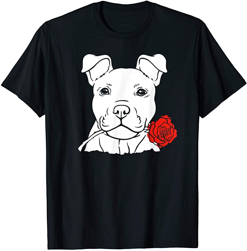 Mens Puppy Love Cute Dog with Rose for Dog Lovers T-Shirt