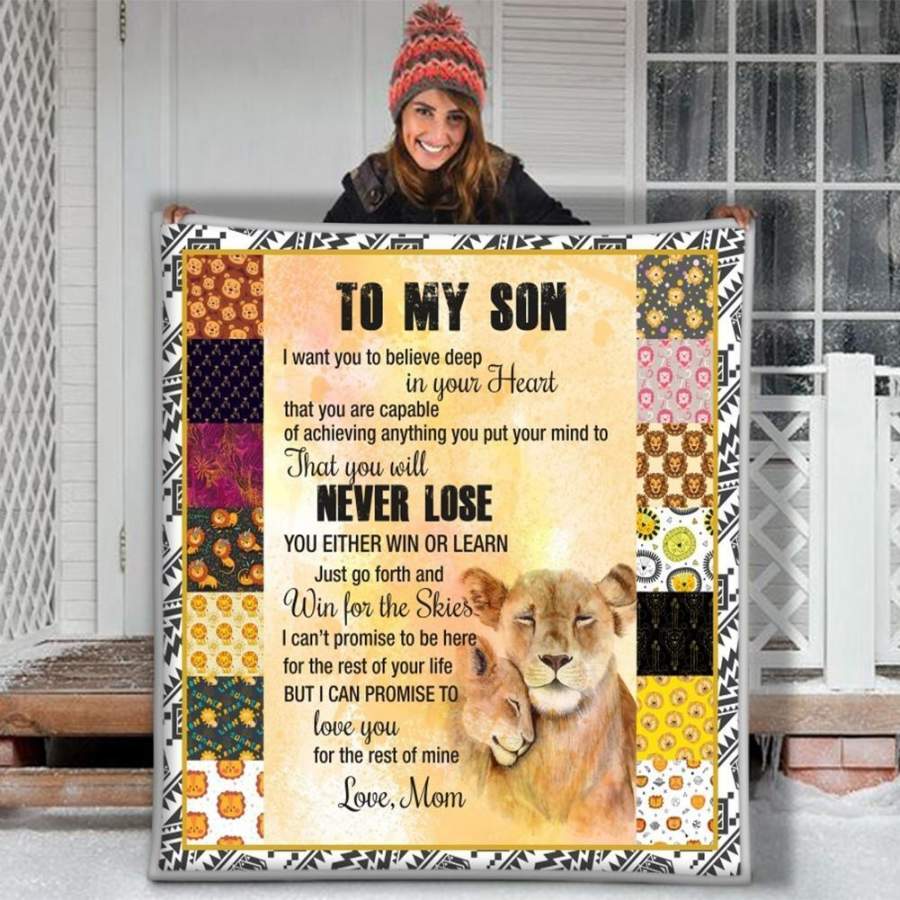 TO MY SON LOVE MOM 3D CUSTOM FLEECE PHOTO BLANKET