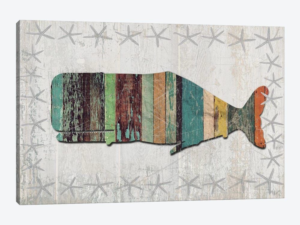 Distressed Wood Style: Whale Canvas Poster 8″x12″ 12×18″ 18″x26″ 24″x36″ 30″x45″