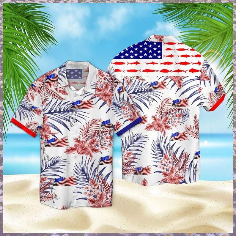 Hook Fishing Usa Of July Aloha Hawaii Shirts Kv Ha87922