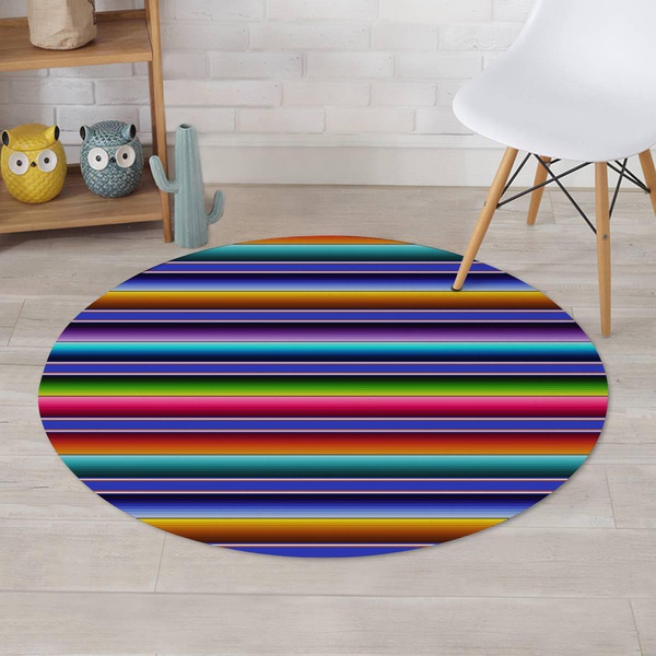 Baja Serape Mexican Round Rug