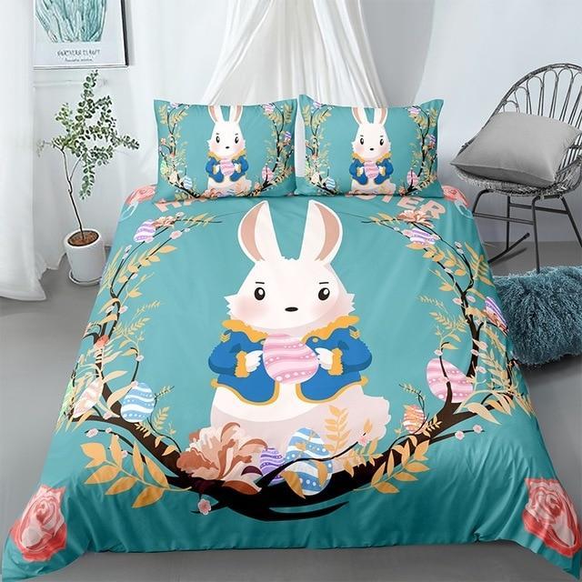 Boys Rabbit Printed 3 Pieces Quilted Comforter Set