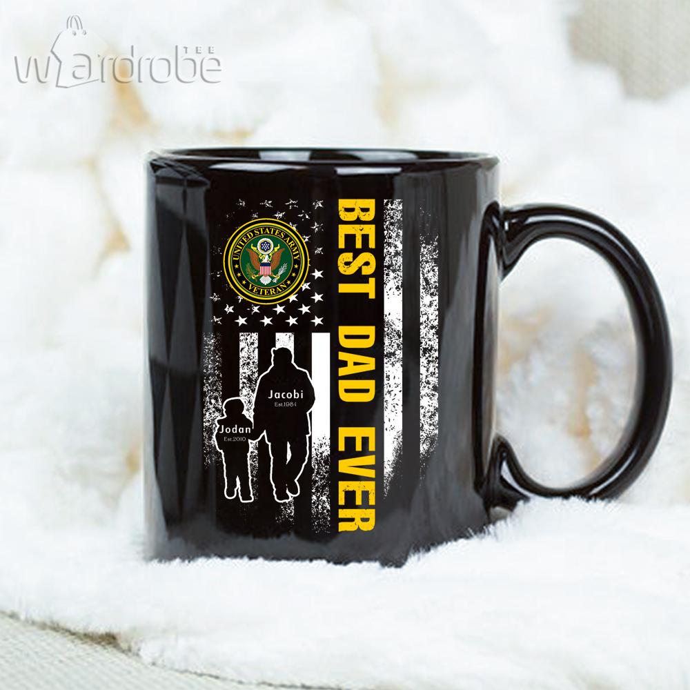 Personalized Father’s Day Gift Custom Mug Dad And Son United States Army Veteran – Black Mug (Copy)