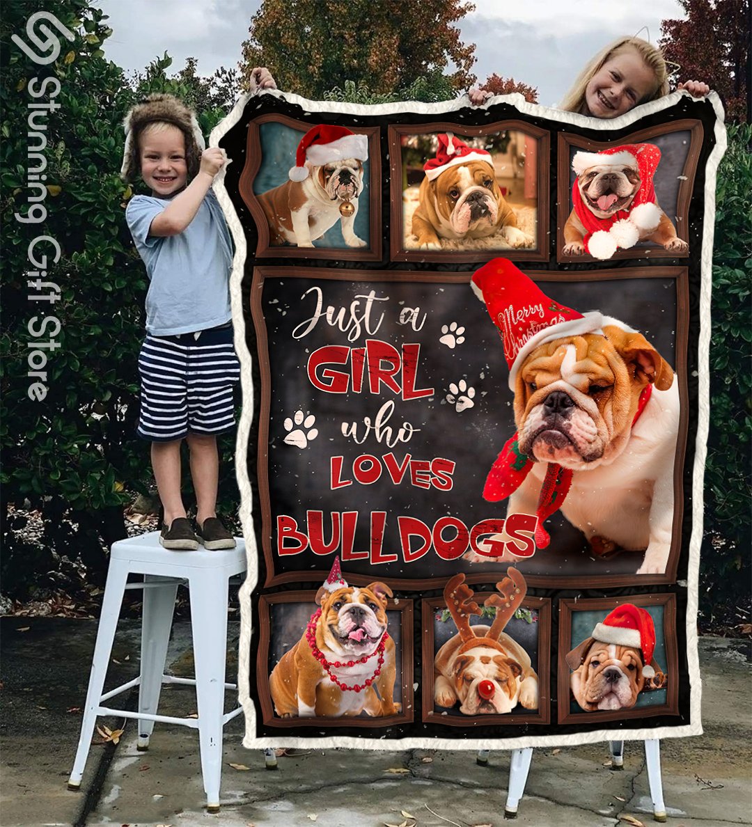 Stunning Gift Christmas Fleece Just A Girl Who Love Bulldogs Blanket For Dog Lovers