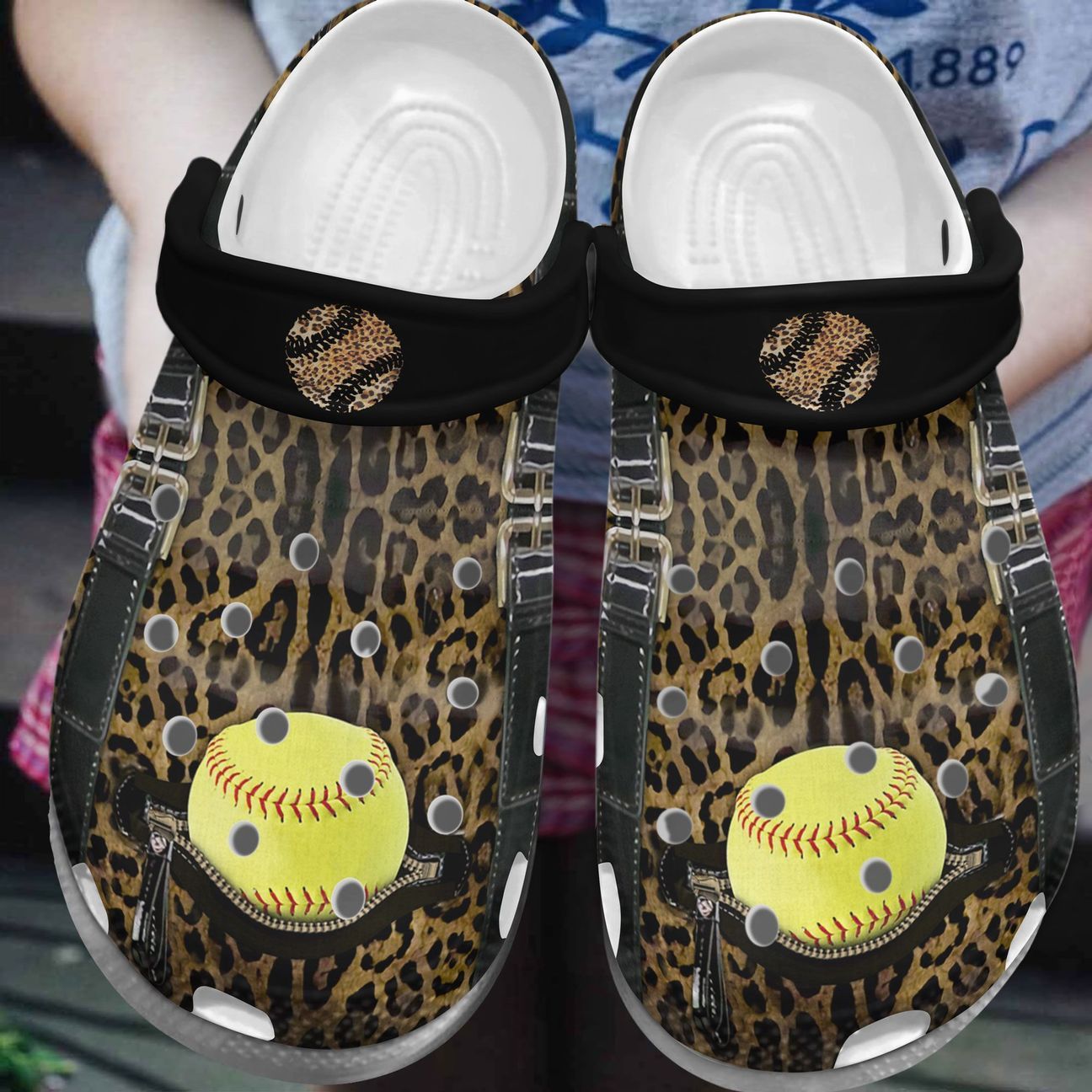 Softball Personalized Clog Custom Crocs Comfortablefashion Style Comfortable For Women Men Kid Print 3D Leopard Pattern