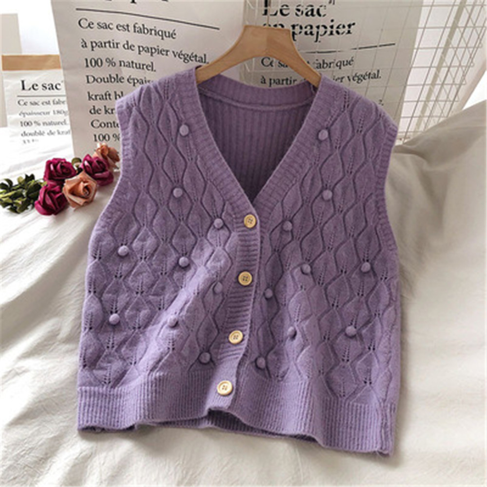 Spring Autumn Outerwear Warm Knitted Vest Button Front V Neck Basic Coats Pattern Vests Tops 2022 Korean Style Elegant Vest New alx