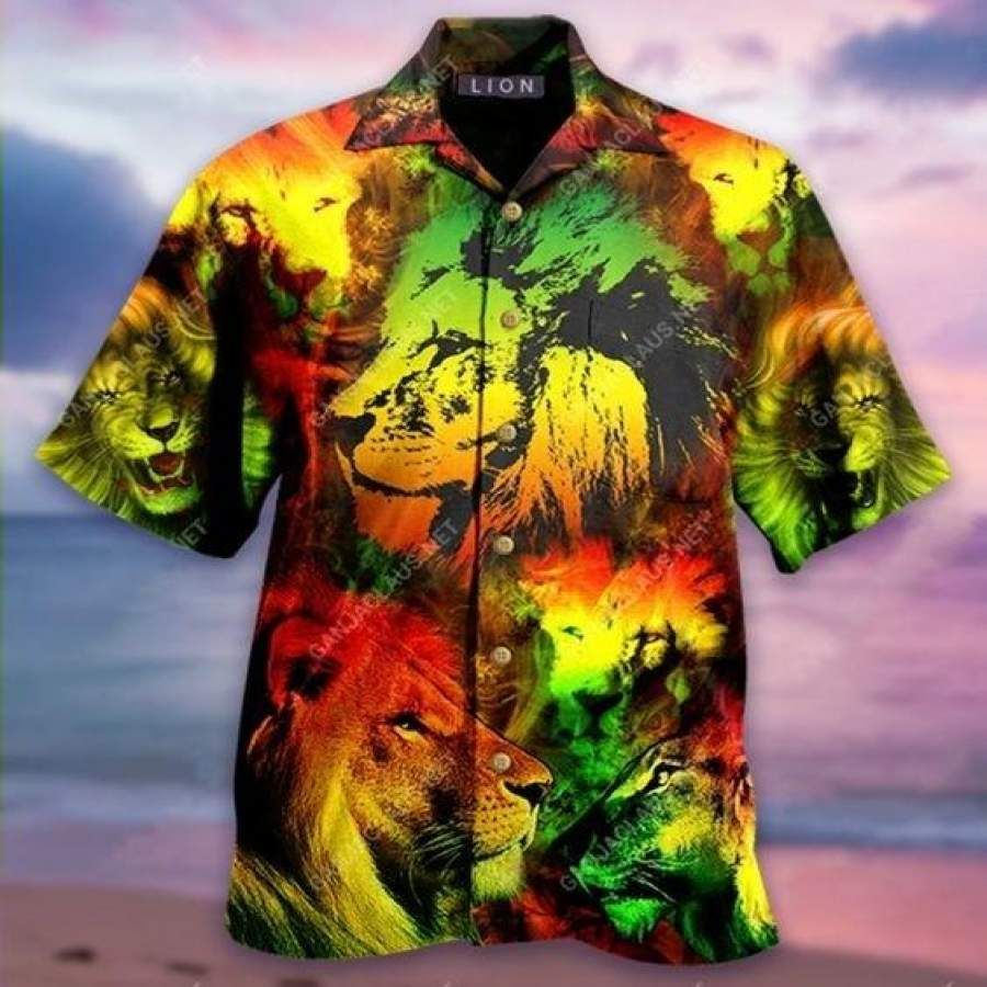 Hawaii Aloha Shirts Awesome Colorful Lion Ha40184