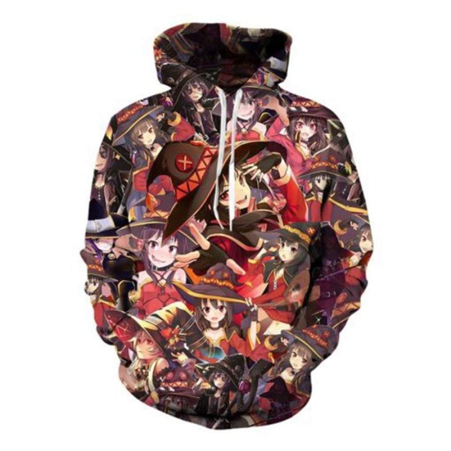 Anime Konosuba Megumin Halloween Hoodie Mens Unisex Hoodies Pullover