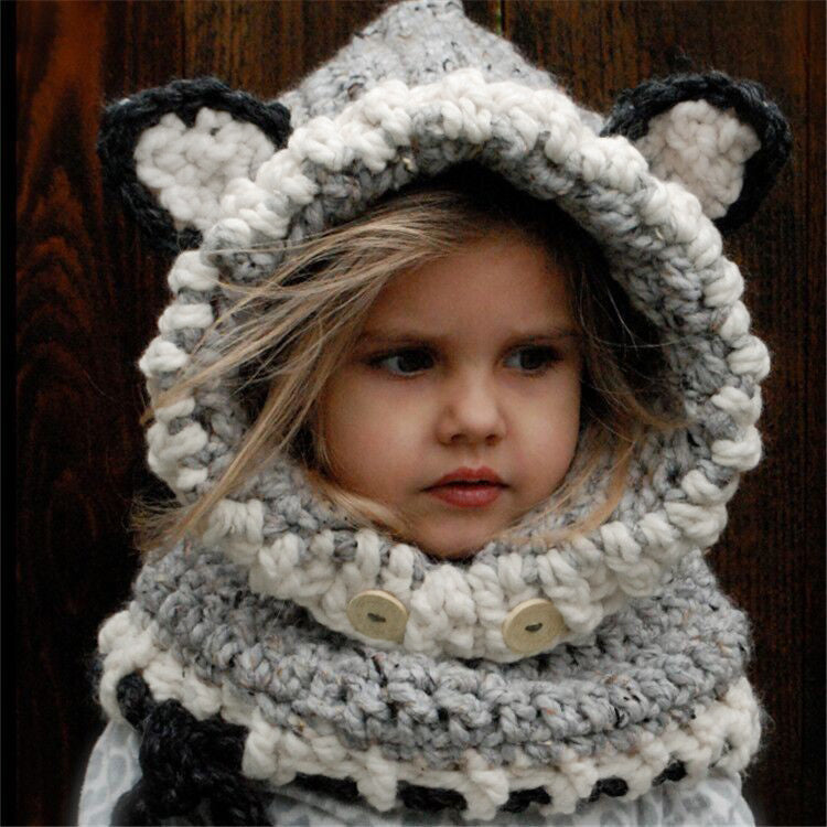 2018 Coif 3D Animal Hat With Ear Knitted Caps Fox Headwear Winter Boy Girl Hats Children Warm