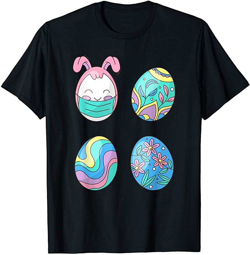 Artsy Pastel Easter Egg Bunny with Mask Happy Easter Day T-Shirt