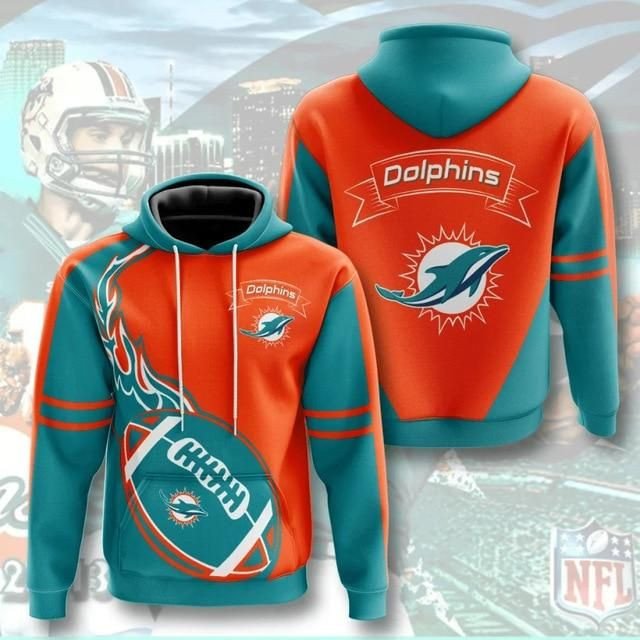 Miami Dolphins Flame Ball 4 Unisex 3D Hoodie Gift For Fans