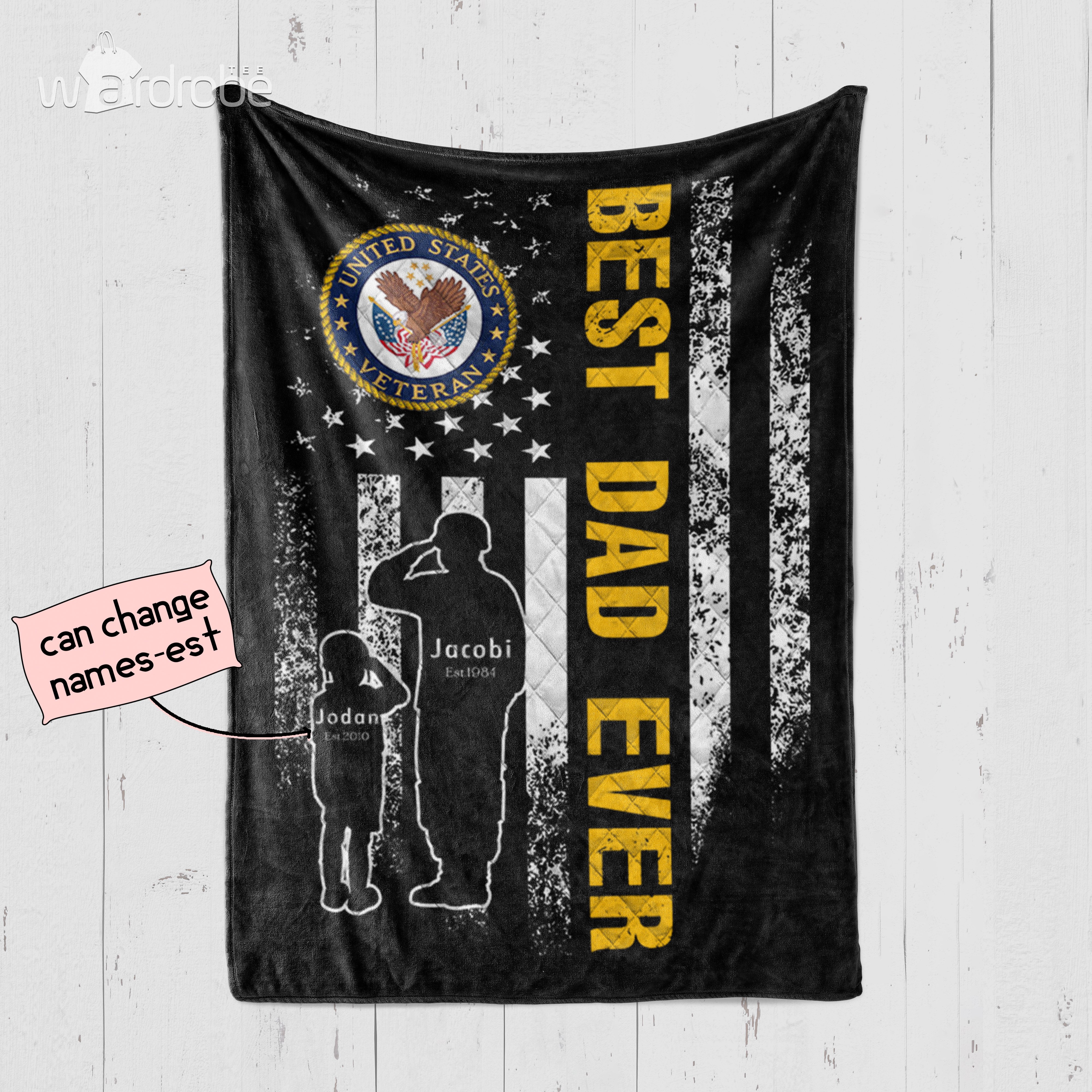 Personalized Father’s Day Gift Dad And Son United State Veteran – Quilt Blanket