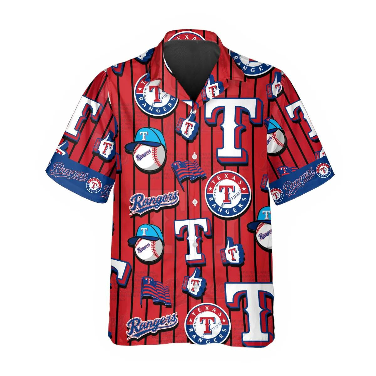 Texas Dominate The Diamond Rangers Red & Blue Hawaiian Shirt