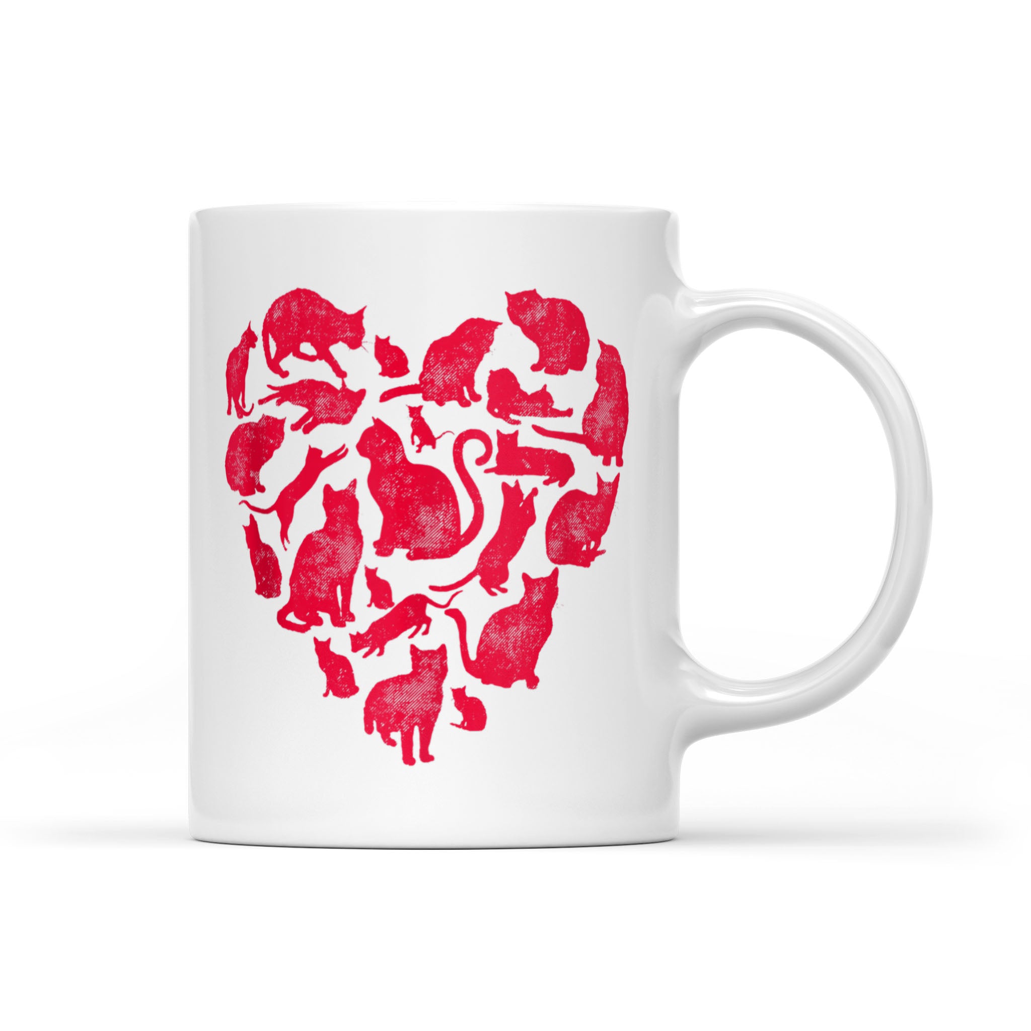 Cat Heart Valentine’s Day Gift Kitty Kitten Lover – White Mug