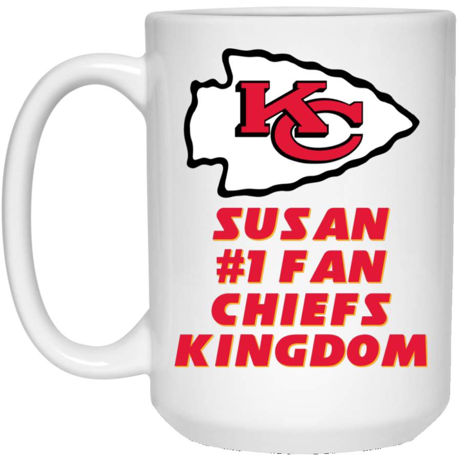 Custom Personalized Kansas City Chiefs Logo Susan #1 Fan Chiefs Kingdom 21504 15 oz. White Mug