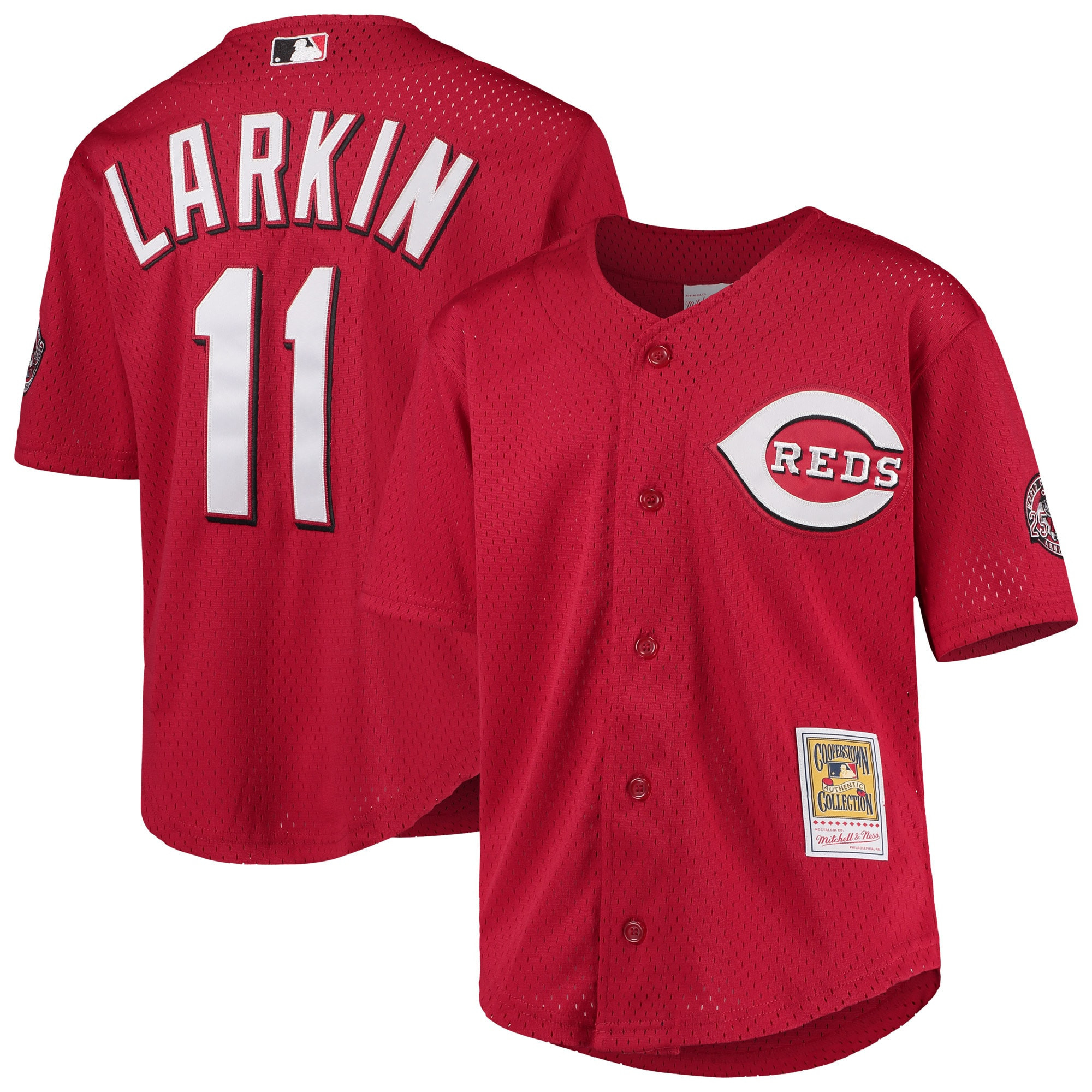 Barry Larkin Cincinnati Reds Mitchell & Ness Cooperstown Collection Mesh Batting Practice Jersey – Red MLB