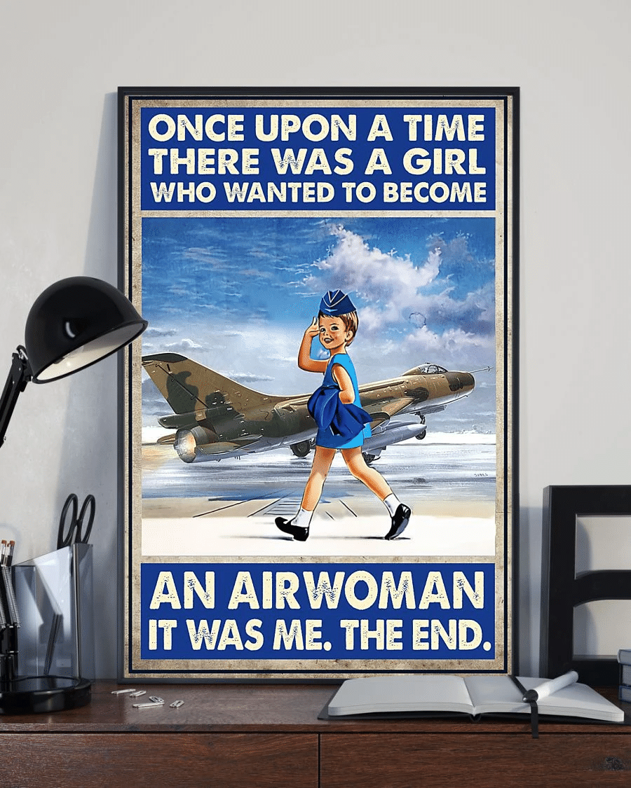 Airwoman Poster Canvas – Once Upon A Time There Was A Girl Vintage Home Decor Wall Art Evg80982