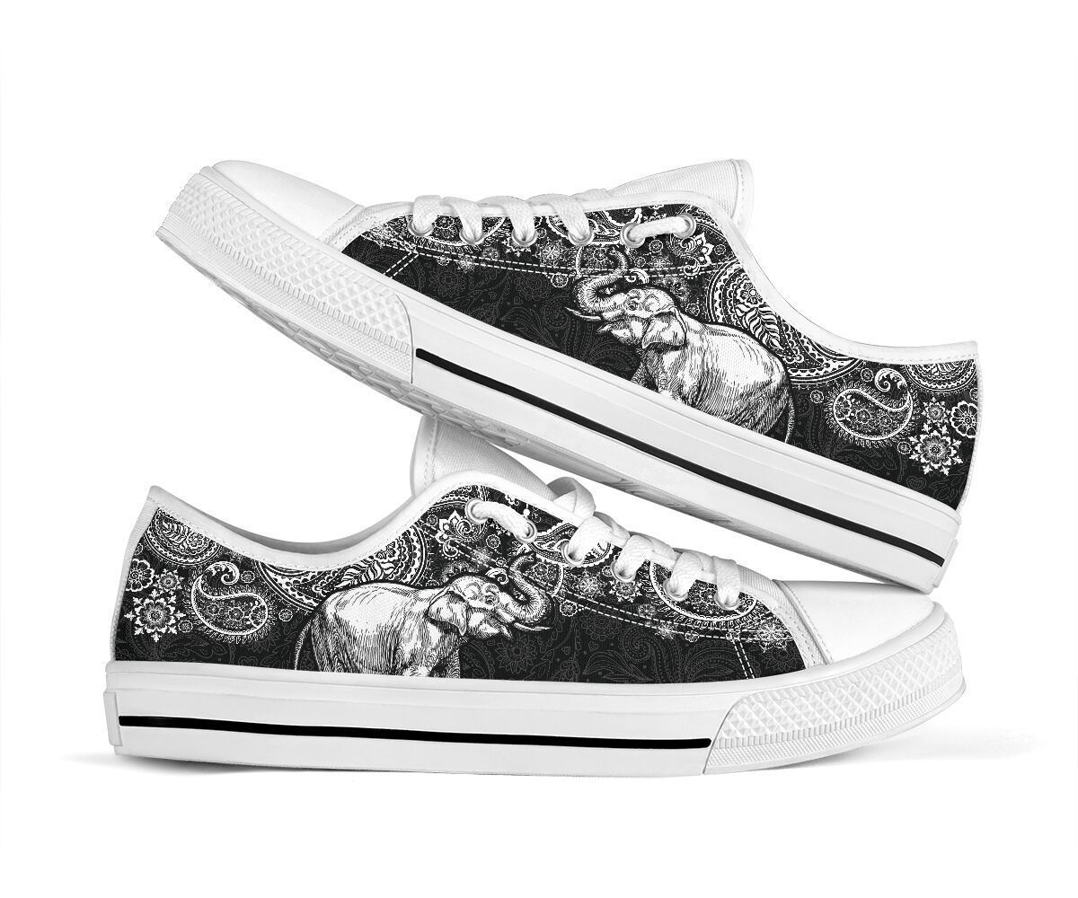 22CNVELP – Elephant Paisley Black White Low Top Shoe