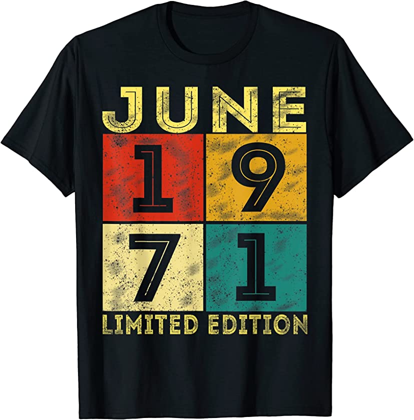 Vintage June 1971 Retro 50th Birthday 50 Years Old T-Shirt