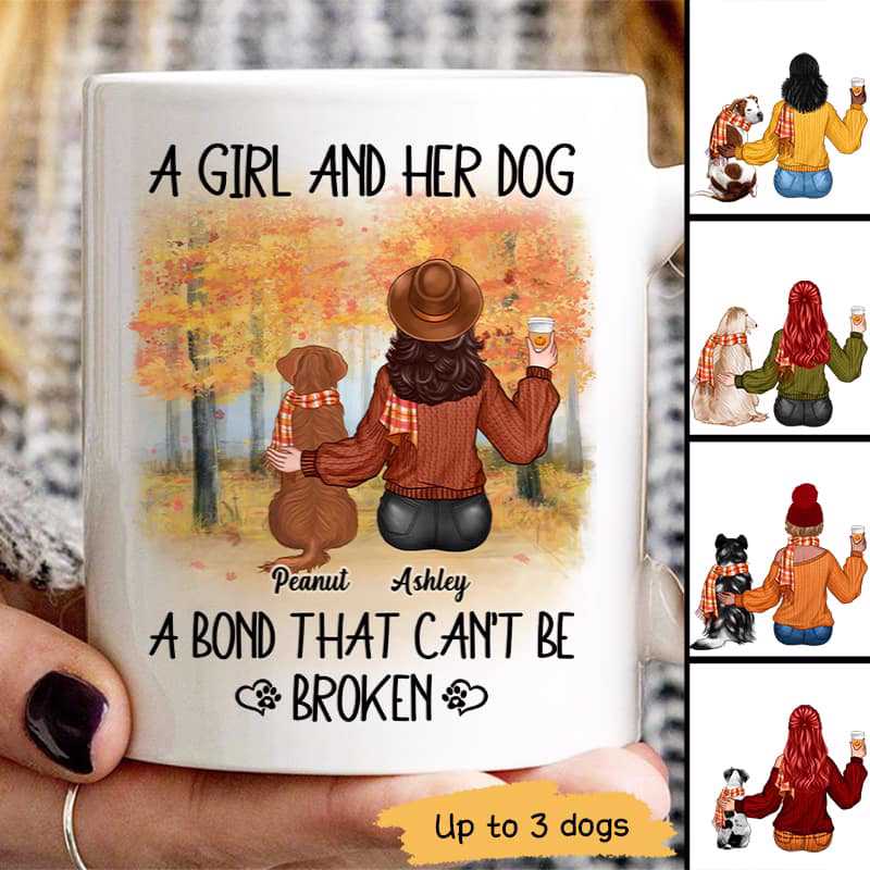 A Girl And Her Dog A Bond That Can‘T Be Broken Fall Season Personalized Mug