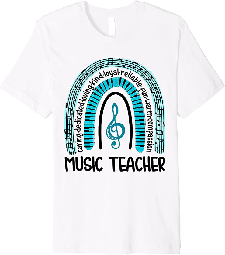 Blue Rainbow Music Teacher Caring Dedicated Loving Vintage Premium T-Shirt