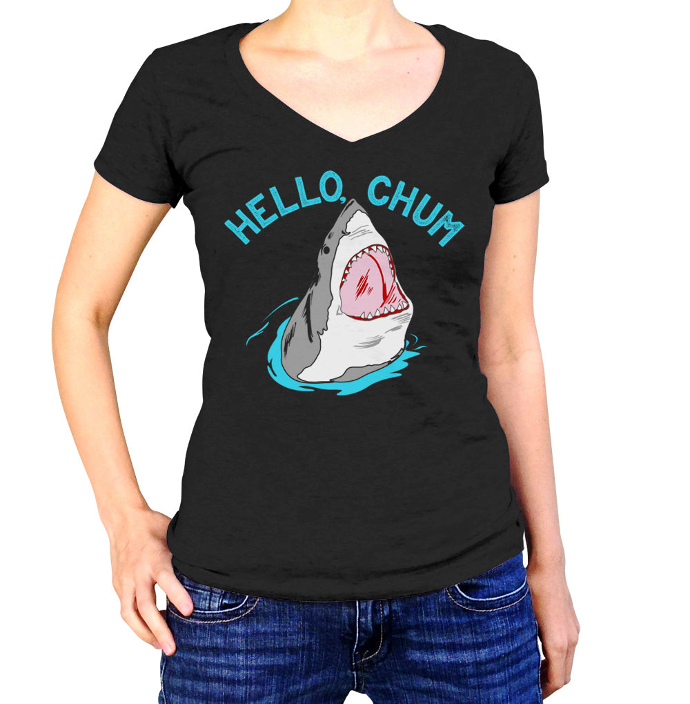 Women’S Hello Chum Shark Vneck T-Shirt