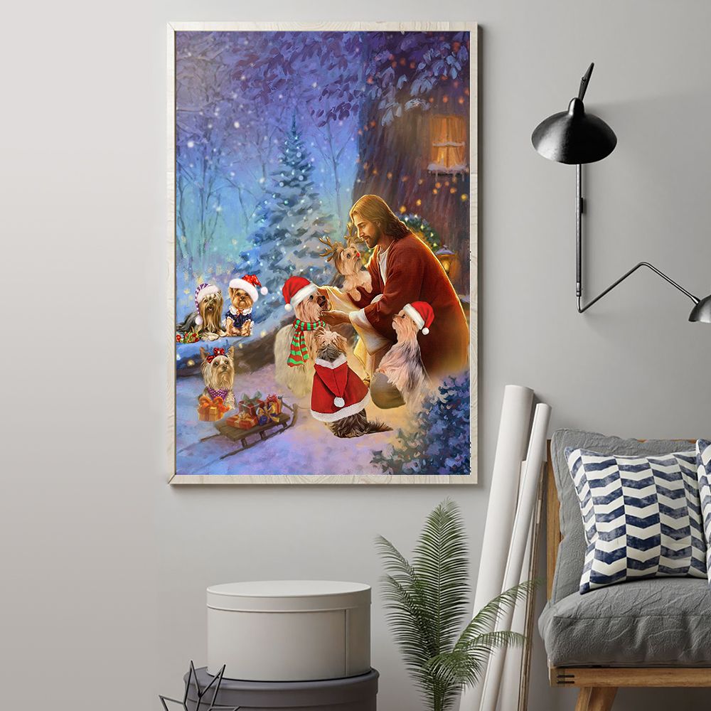 Jesus And Yorkie Christmas Poster – Andressierra Shop