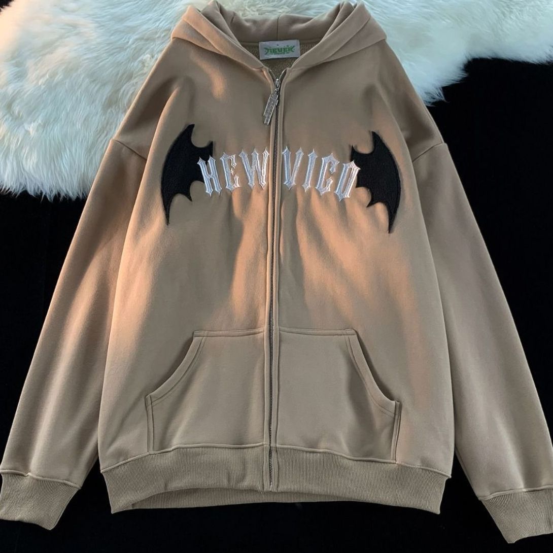 Vintage wings patternPatchwork High Street Loose Y2K Streetwear Women Hoodies Oversized Korean Casual Street Sweatshirt alx