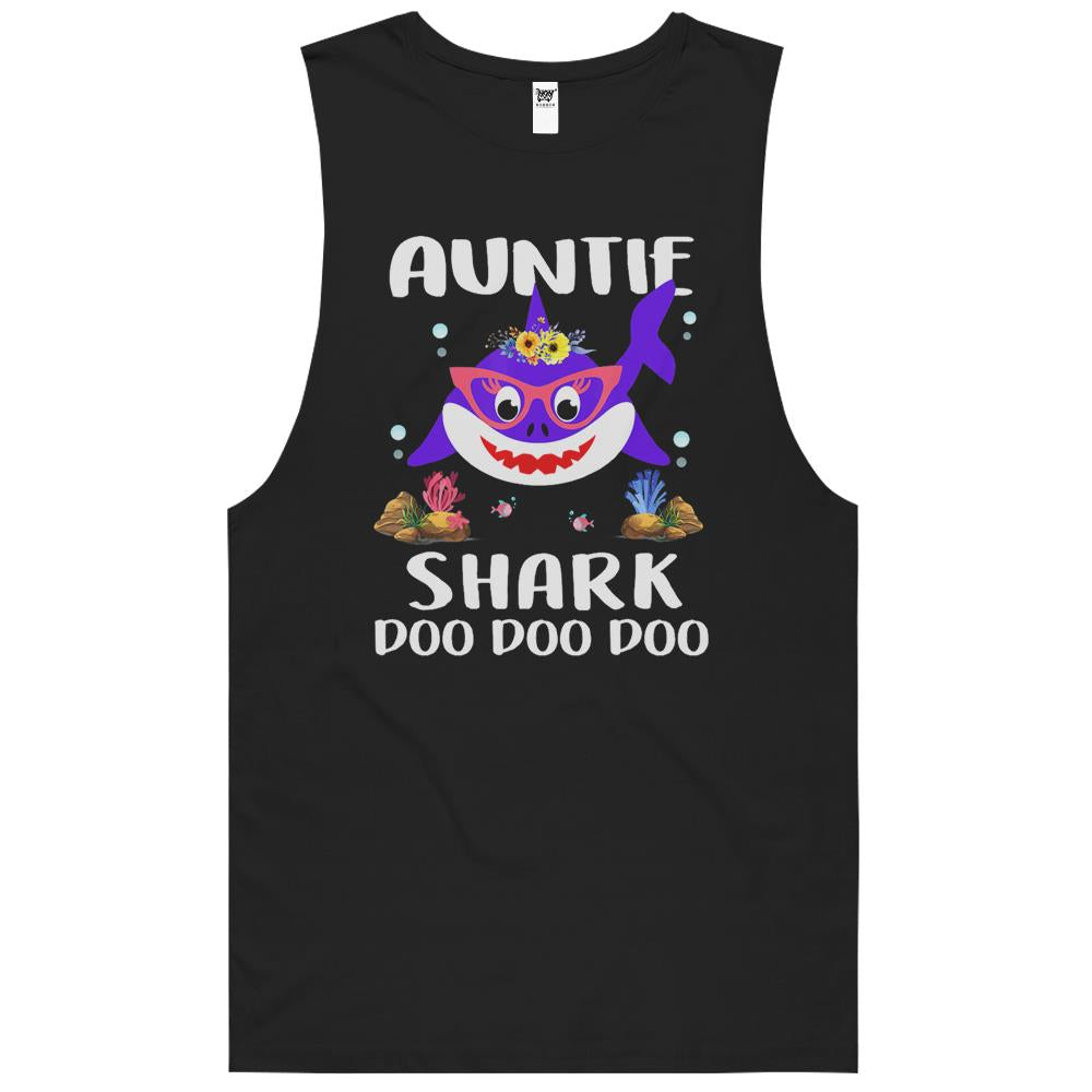 Auntie Shark Shirt Mothers Day Gift Idea For Mother Wife Tank Top