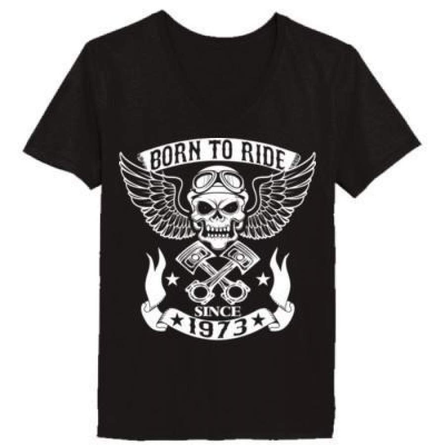 AGR Born To Ride Since 1973 – Ladies’ V-Neck T-Shirt