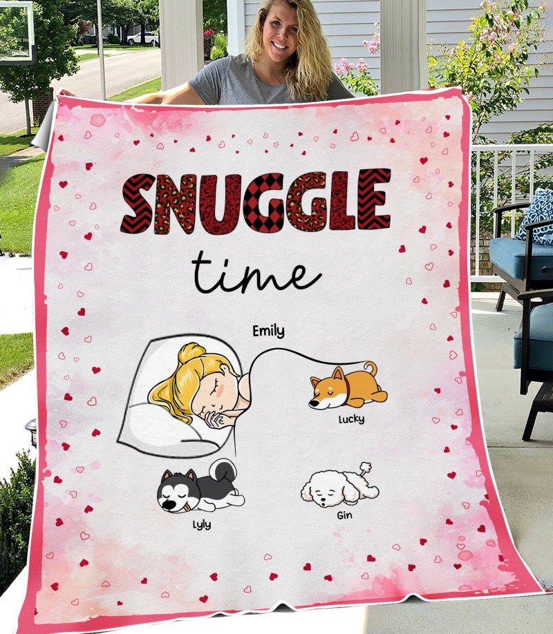 Snuggle Time, Personalized Custom Pet Mom Coffee Blanket, Gift For Dog/Cat Lover