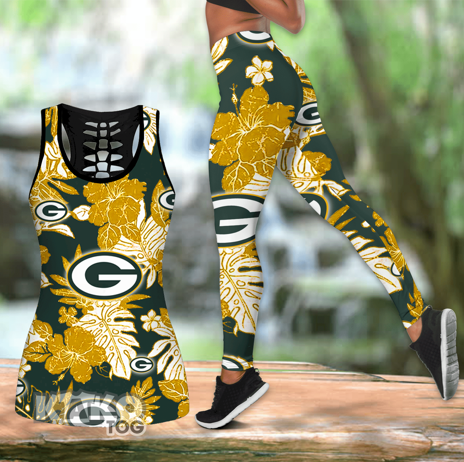 Combo Green Bay Packers Hawaiian Hollow Tanktop Leggings Set V1706