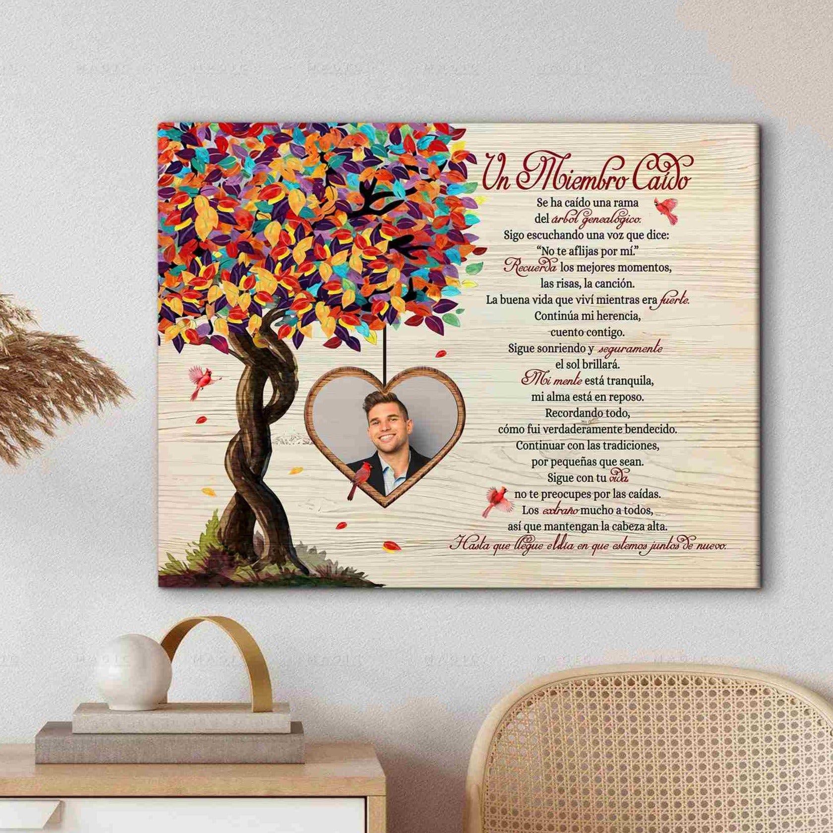 Un Miembro Caído Loss Of Brother In Heaven Memorial Spanish Canvas Gift ...