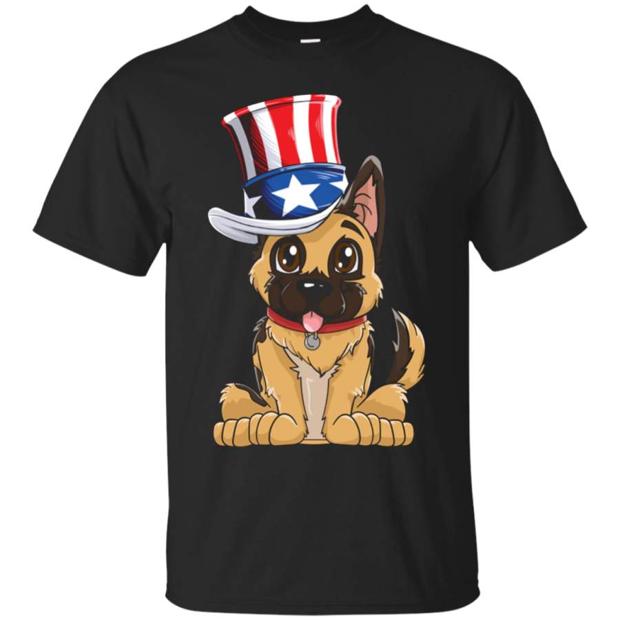 AGR Amazing German Shepherd American Flag Hat shirt 4th of July Dog Cotton t shirt