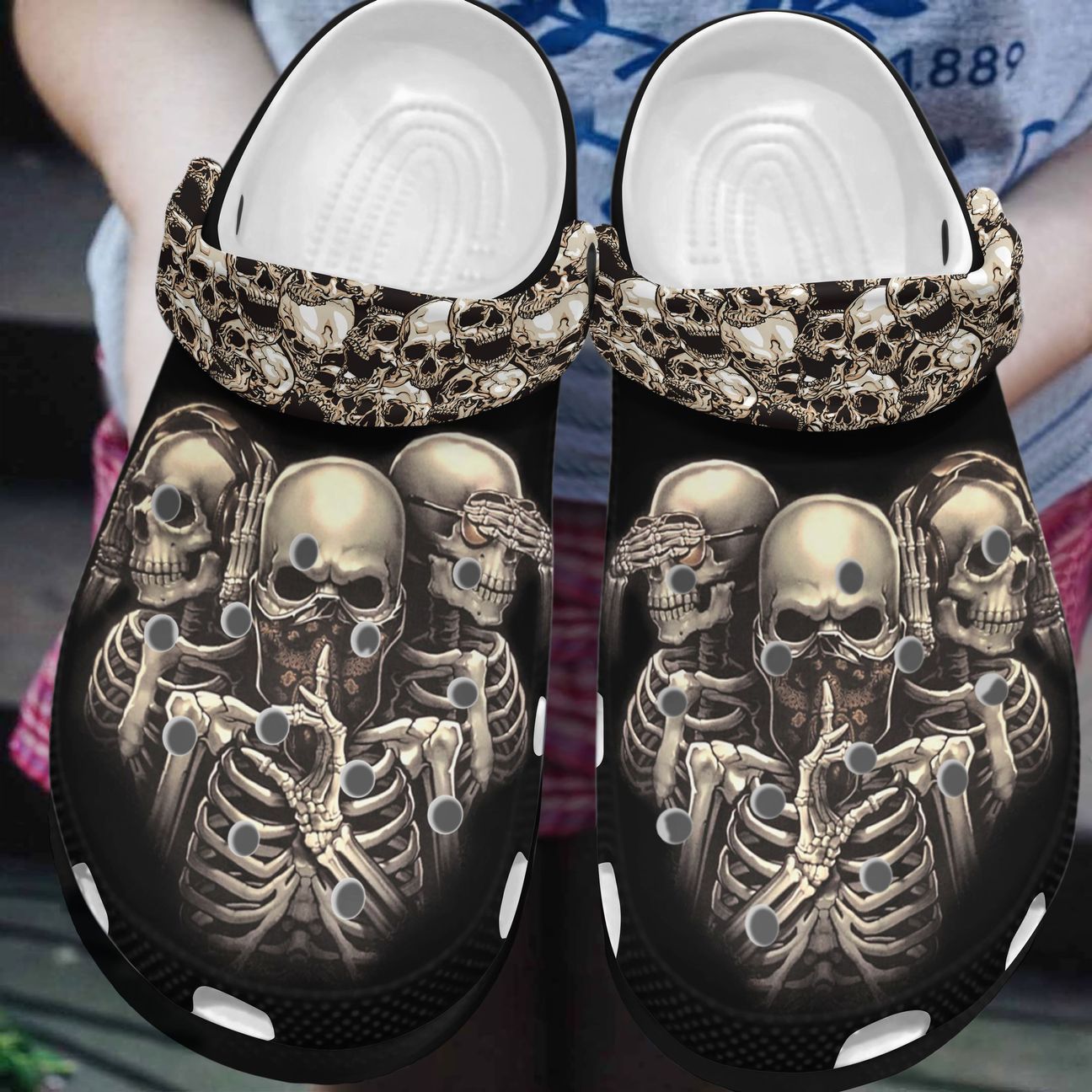 Skull Personalized Clog, Custom Name, Text, Color, Number Fashion Style For Women, Men, Kid, Print 3D Quiet