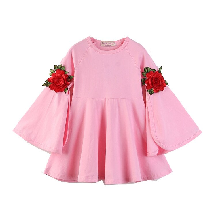 2020 baby girls princess embroidered bell sleeve dress alx