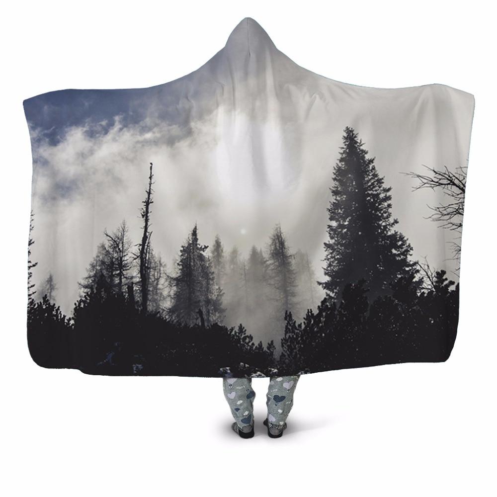 Foggy Bright Forest Blanket Hoodie