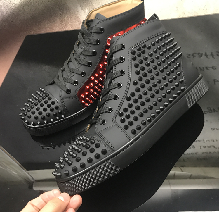 Designer Luxury Men’s Shoes Red Sole Shoes Women’s Shoes Black Red Leather Rivets High-Top Shoes Casual Shoes Sneakers alx