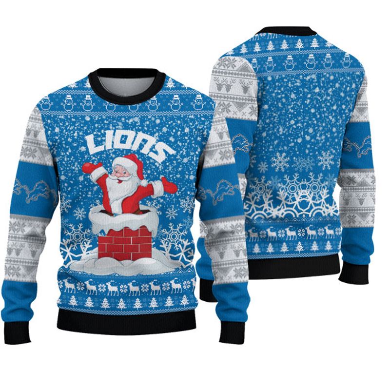 Vintage Detroit Lions Sweatshirt Cute Santa Claus