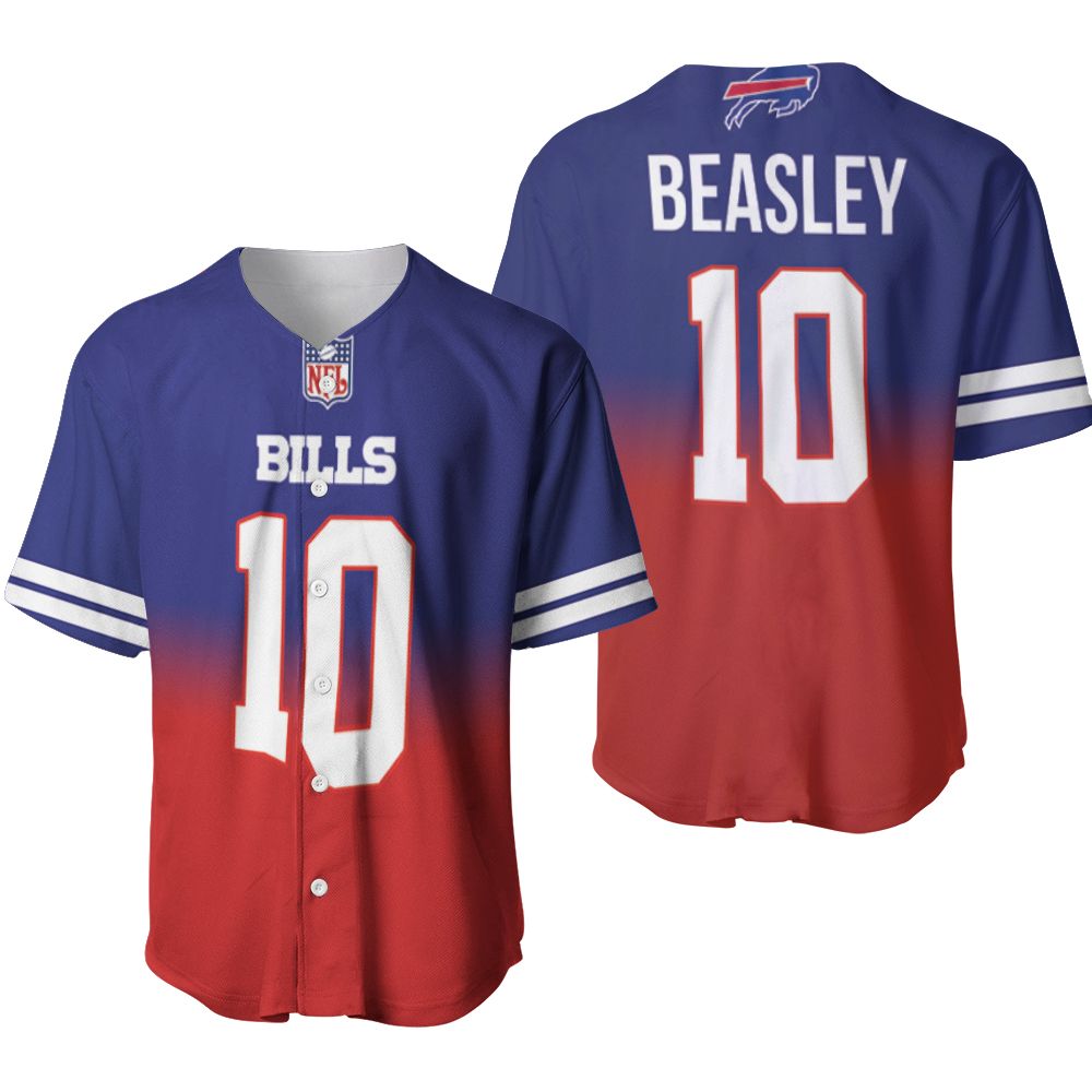 Buffalo Bills Cole Beasley #10 Great Player NFL American Football Team Royal Color Crash 3D Designed Allover Gift For Bills Fans Baseball Jersey