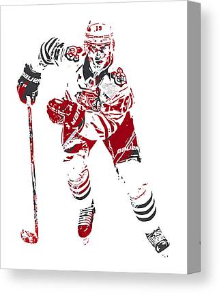 Jonathan Toews Chicago Blackhawks Watercolor Strokes Pixel Art 1 Joe Hamilton Canvas Print