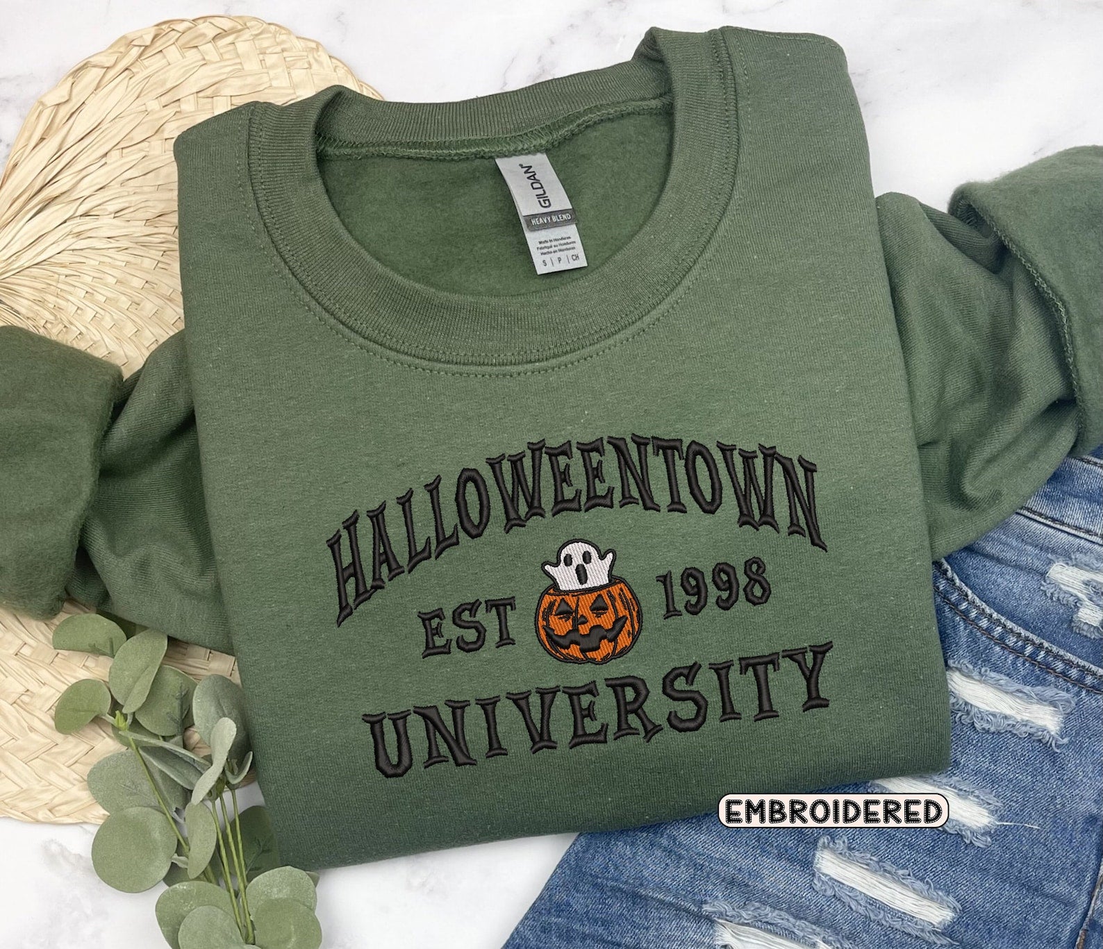 Embroidered Halloweentown Sweatshirt 2D Crewneck Sweatshirt All Over Print Sweatshirt For Women Sweatshirt For Men Sws2554