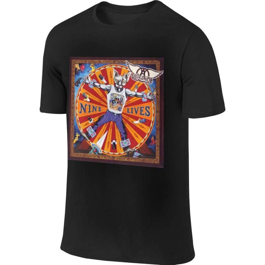 Aerosmith Nine Lives Men’s Classic Short Sleeve T Shirt,Shirt