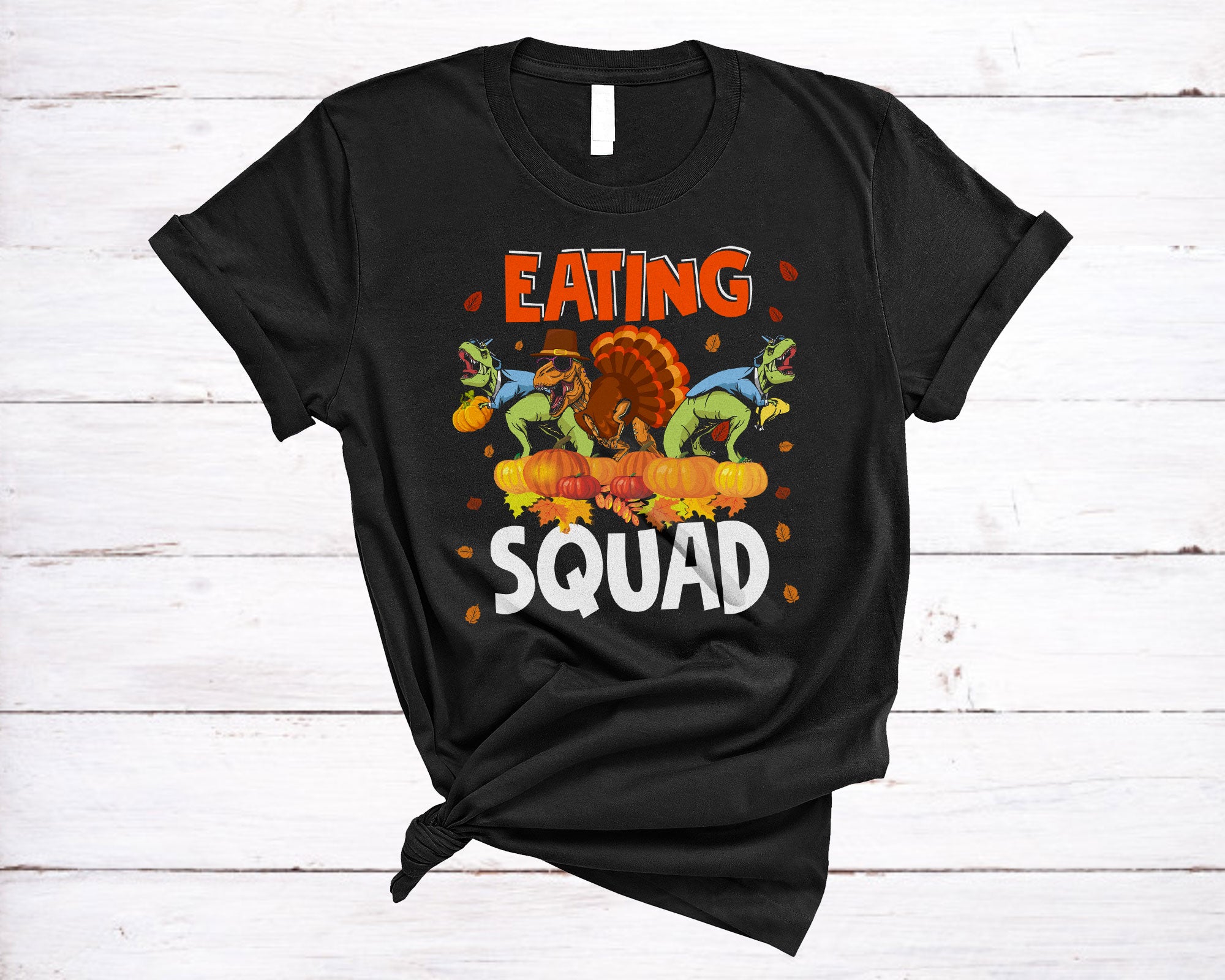 Thanksgiving Turkey T-Rex Shirt Three T-Rex Eating Squad Funny Thanksgiving Turkey T-Rex Lover T-Shirt