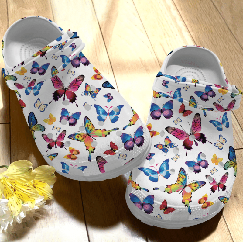 Butterfly Pattern Colorful Clog Shoes Dh