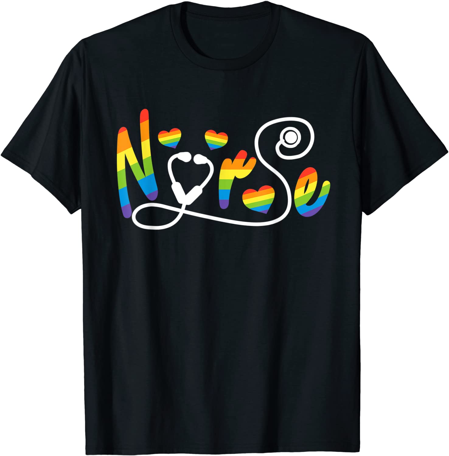 Nurse Lgbtq Gay Pride Shirt, Rainbow Flag Registered Nursing Rn T-Shirt