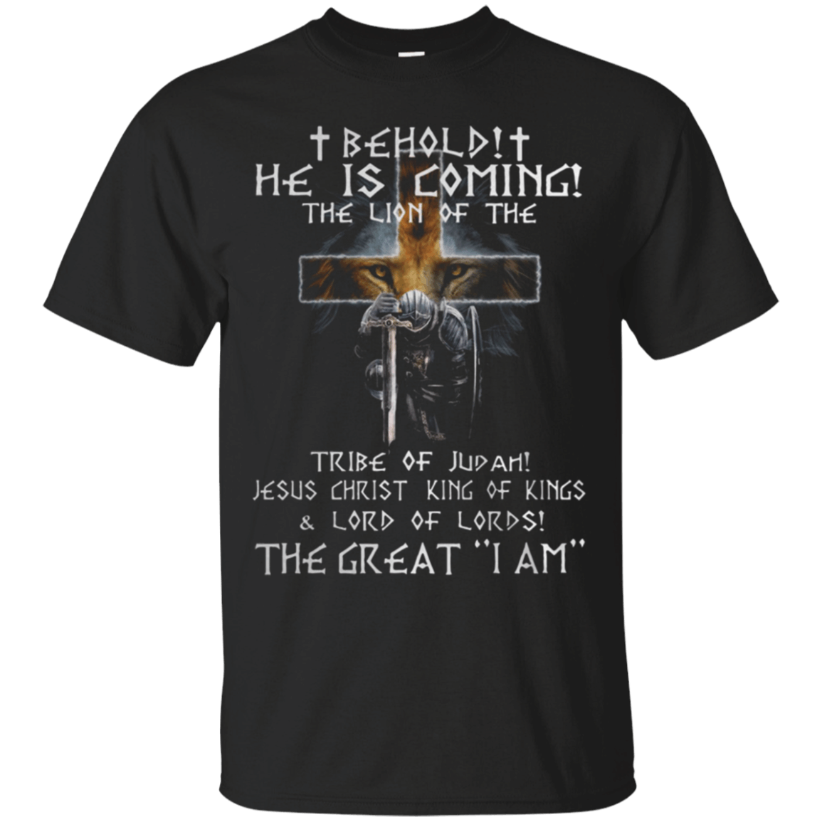 Behold he is coming the lion of the tribe of Judah Jesus Christ king of kings shirt Cotton Shirt